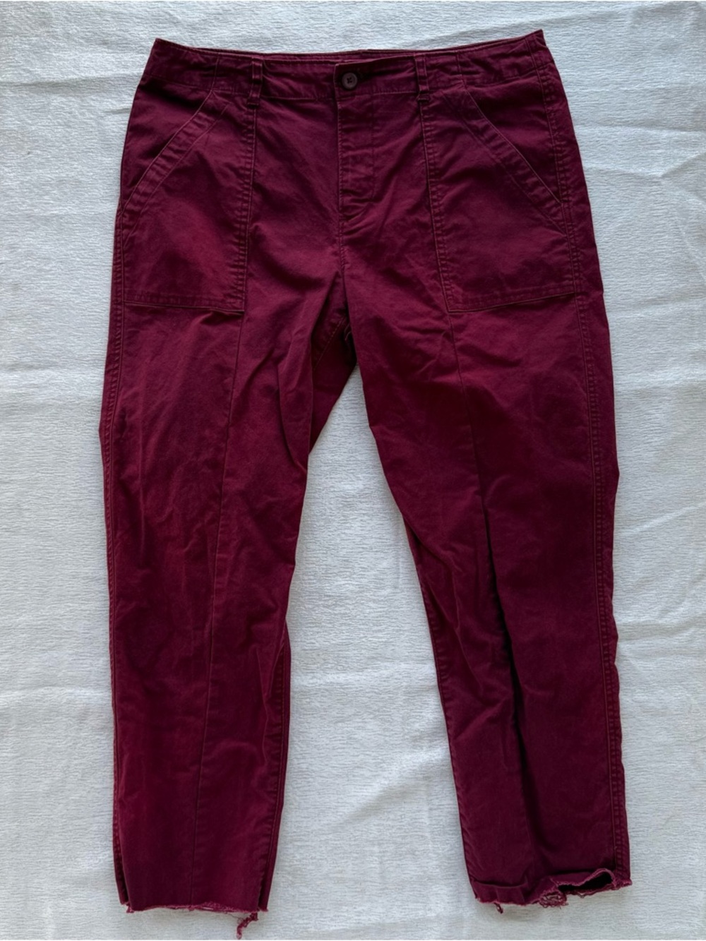 Old Navy Womens Size 10 Red Cropped Utility Pants Raw Hem